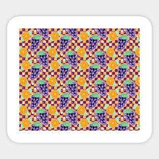 Grapes Orange Checkered Pattern Sticker